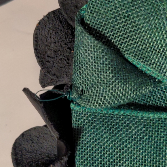 NEW! Handmade Leather Flower Rosette Wreath-Black 14" - Picture 3 of 5